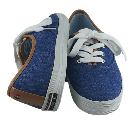 Tommy Hilfiger Blue Canvas Upper Round Toe Lace Up Low Top Casual Sneaker Shoe - Picture 1 of 12